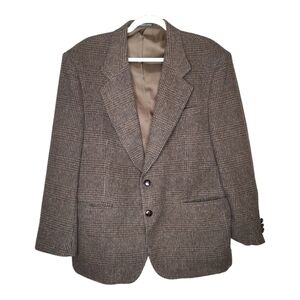 Vintage Today's Man Brown Plaid‎  Camel Hair Two Button Blazer